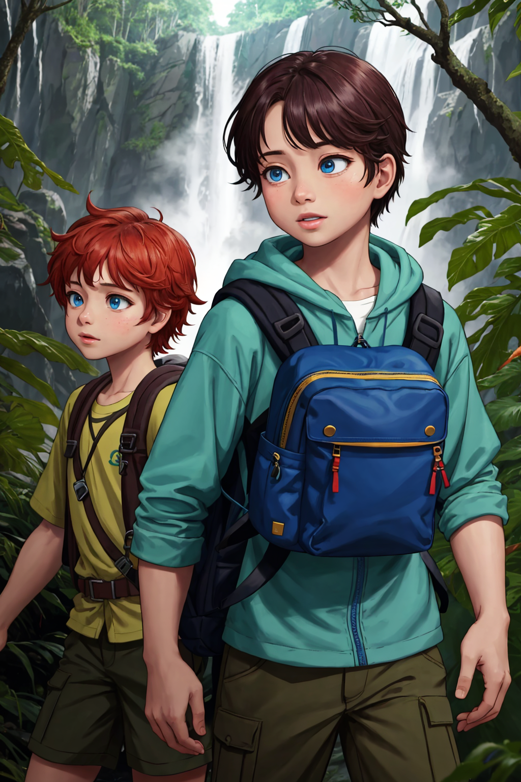 77210-2699325654-from front 2girls 2boys child adventurer clothes backpacks-Children_Stories_V1-Toon.png